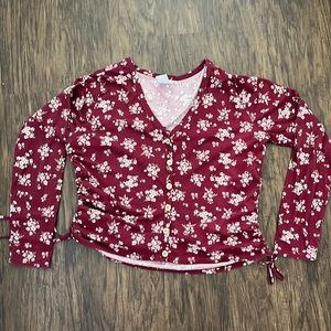 No Boundaries Button Front Top with Ruched Sides Women's